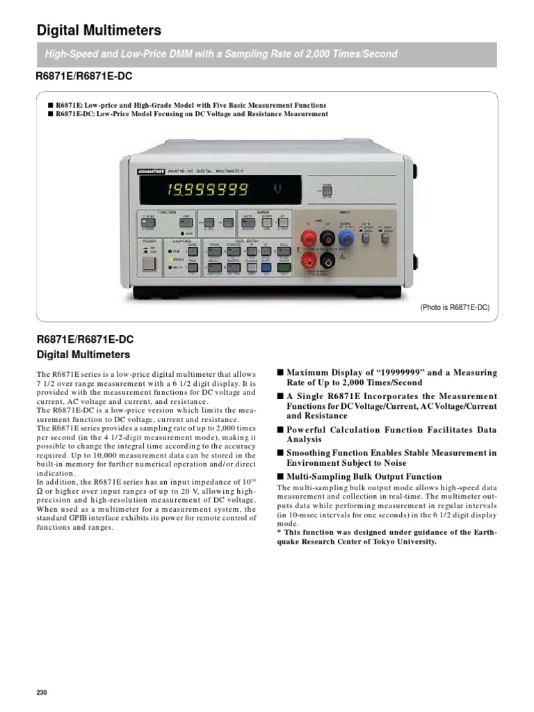 ADVANTEST R6871E 6-1/2 DMM ADVANTEST R6871E 6.5桁 DMM Advantest