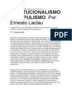 Ernesto Laclau (2012) Institucionalismo y Populismo, La Línea de Fuego