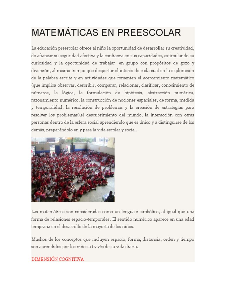 Matemáticas en Preescolar | PDF | Educación de la primera infancia ...