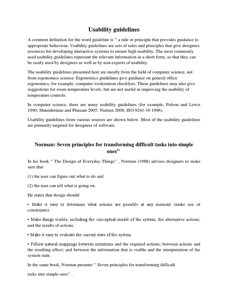 Usability Guidelines | PDF | Usability | Cognition