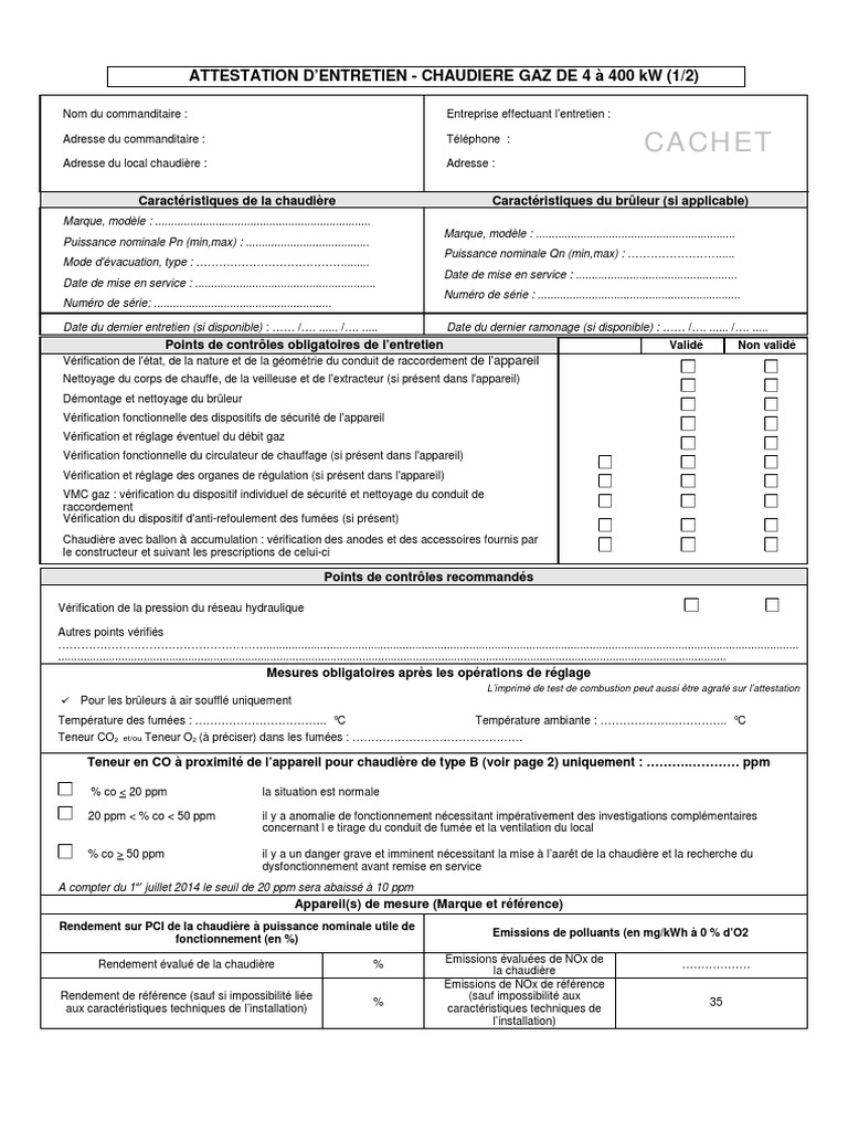 Obligation contrat entretien chaudière