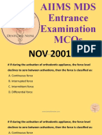 Aiims MDS Entrance Exam Past Questions Nov 2001