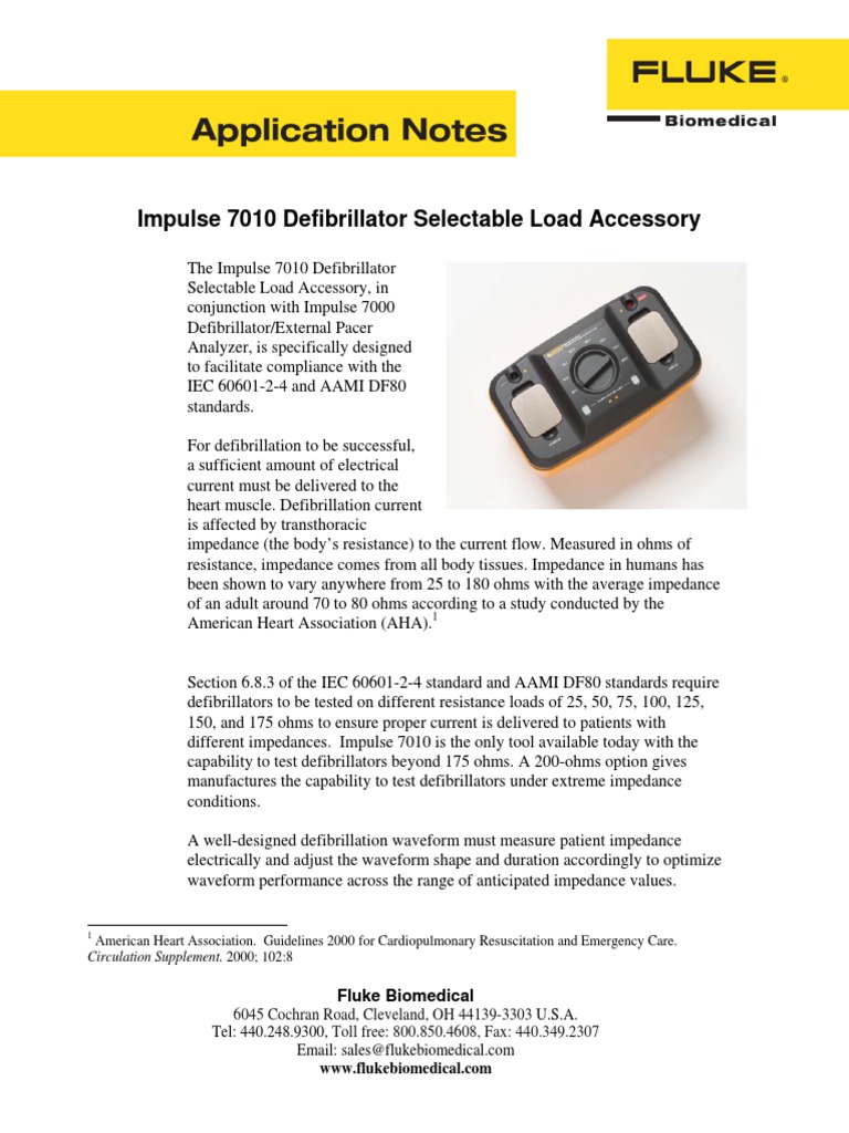 Application Notes Impulse 7010 Defibrillator Selectable Load Accessory