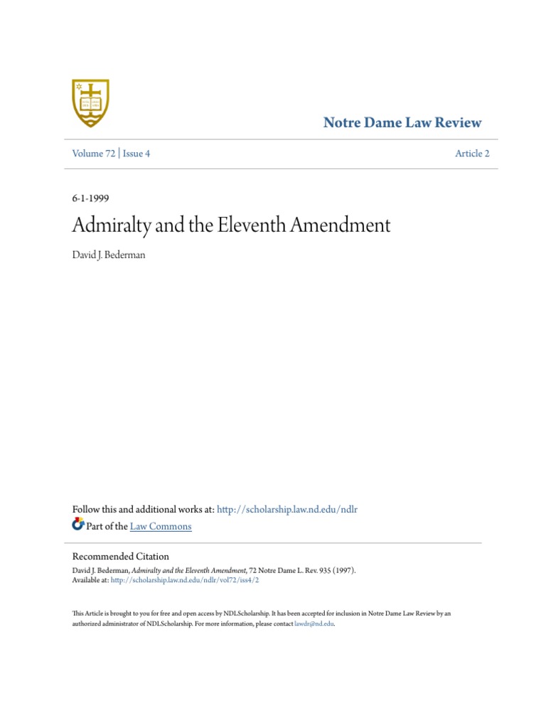 Admiralty Law and the Eleventh Amendment | PDF | Admiralty Law ...
