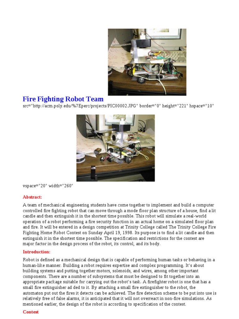 Fire Fighting Robot Design Overview | PDF | Random Access Memory ...