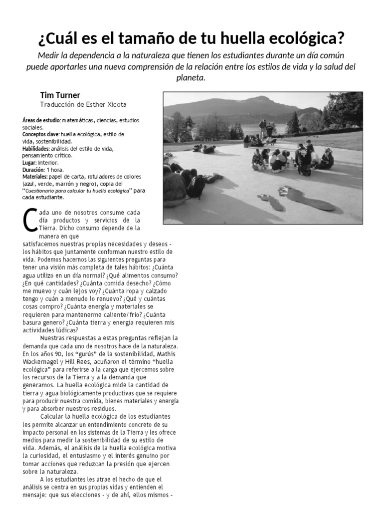 Calcula tu huella ecológica personal | PDF | Tierra | Agua