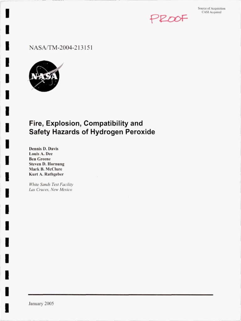 Fire, Explosion, Compatibility and Safety Hazards of Hydrogen Peroxide