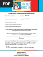 Justan Parker Fields 2021 Municipal Primary Questionnaire