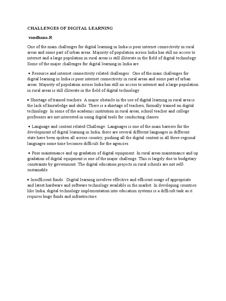 Challenges of Digital Learning in India | PDF