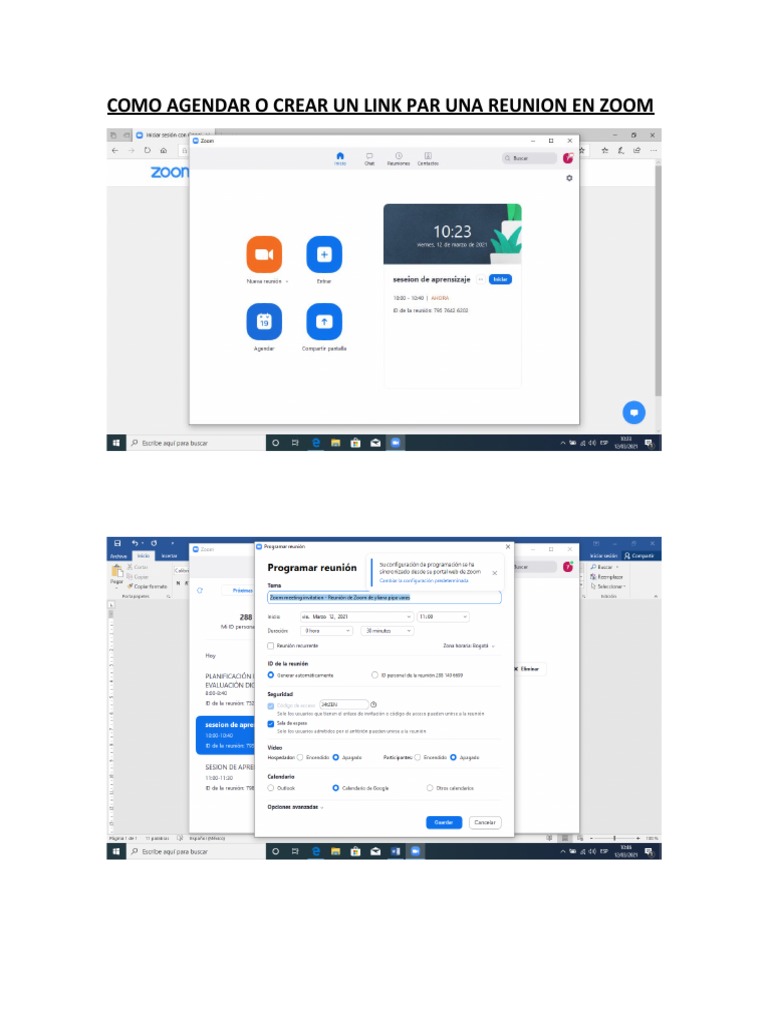 Como agendar o crear un link par una reunion en zoom pdf