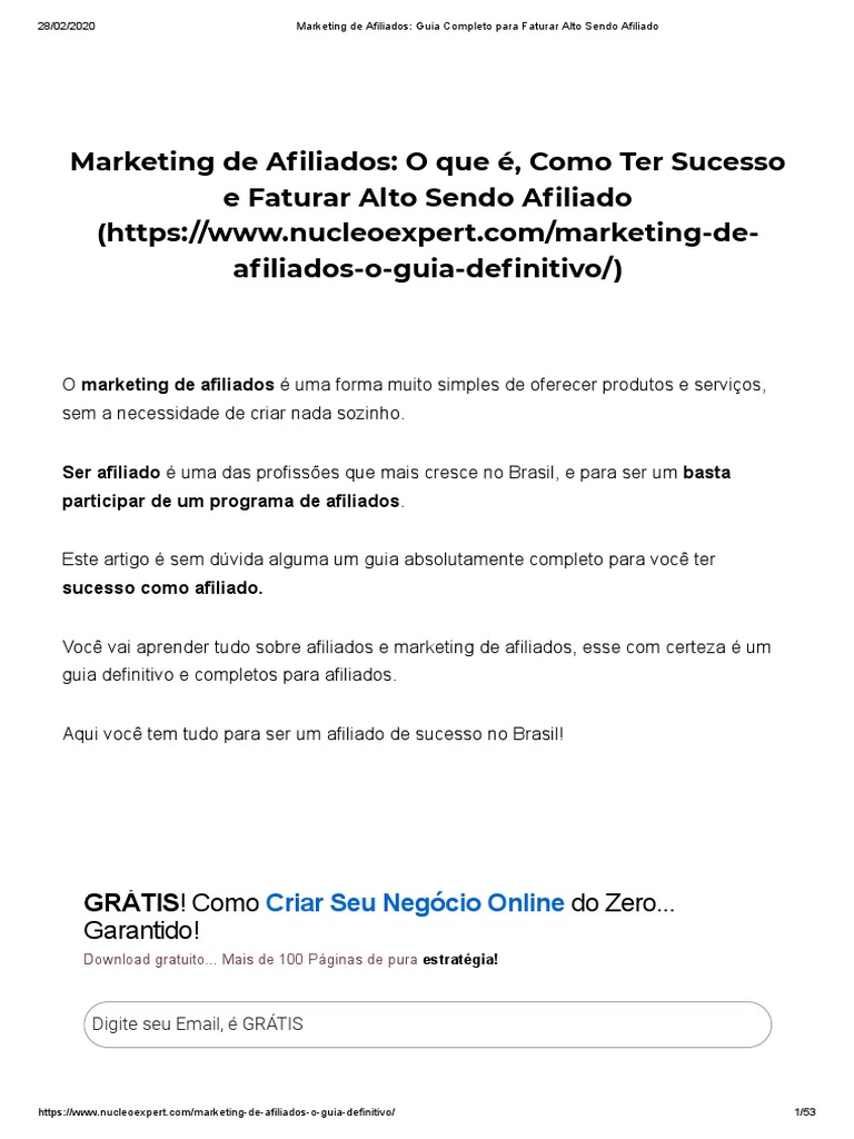 Marketing de Afiliados - Guia Completo para Faturar Alto Sendo Afiliado ...
