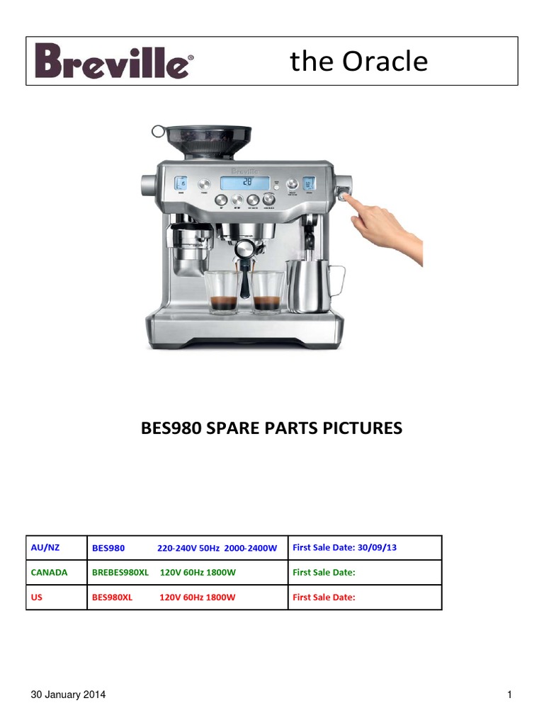 美品・一部要修理】Breville エスプレッソマシン BES980 The Oracle