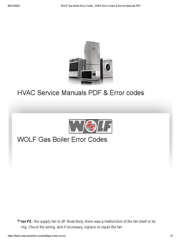 Wolf Error Codes PDF Valve Water Heating