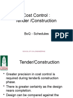 Cost Control: Tender /construction: Boq - Schedules