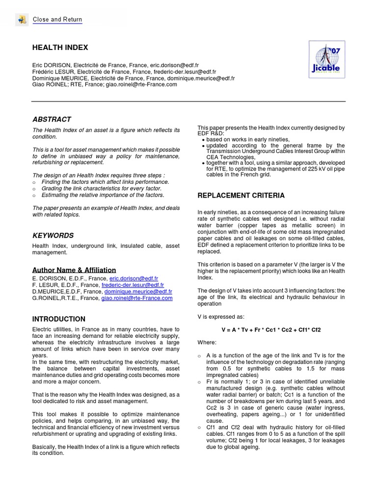 Health Index for Asset Management | PDF | Insulator (Electricity ...