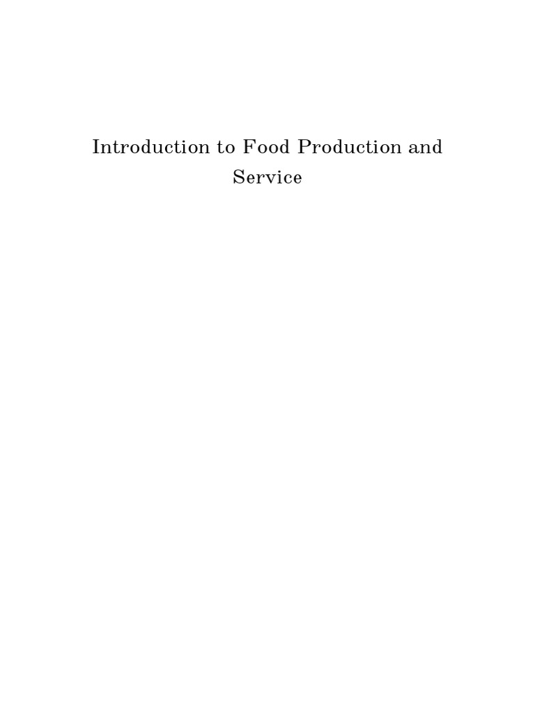 Introduction To Food Production and Service 1598555540 PDF Fast