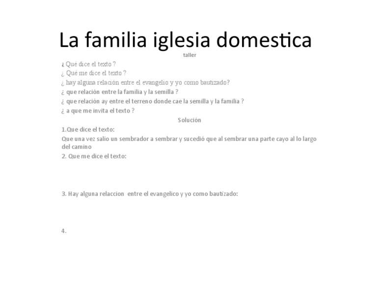 La Familia Iglesia Domestica | PDF