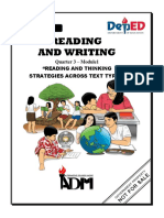 Reading and Writing: Quarter 3 - Module1 "Reading and Thinking Strategies Across Text Types"