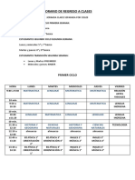 Horario Regreso A Clases Primer Ciclo