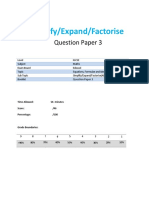 Simplify/Expand/Factorise: Question Paper 3