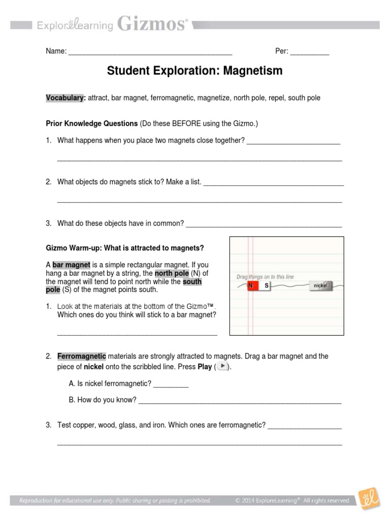Student Exploration Vocabulary Attract, Bar