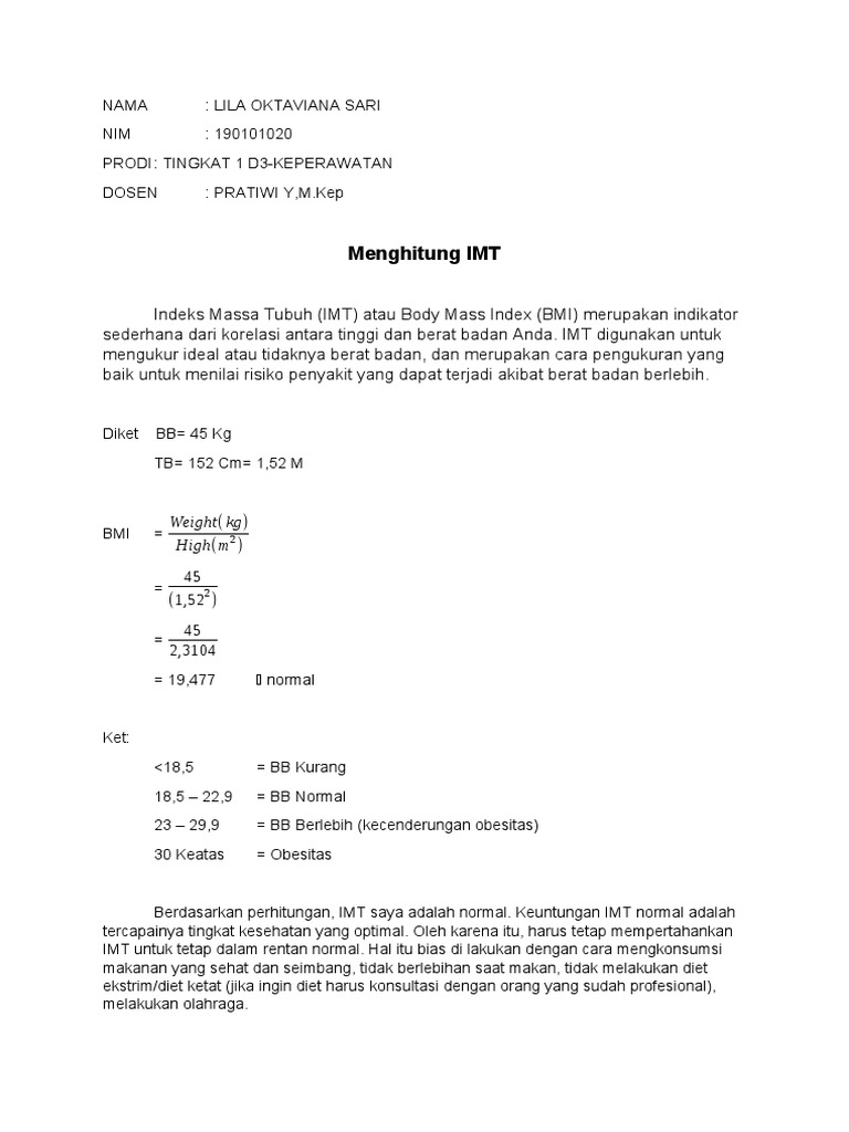 Menghitung IMT dan Kesehatan Ideal | PDF | Gaya Hidup