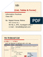 HTML - II (List, Tables & Forms)