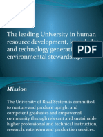 Vision The Leading University in Human Resource Development, Knowledge and Technology Generation and Environmental Stewardship