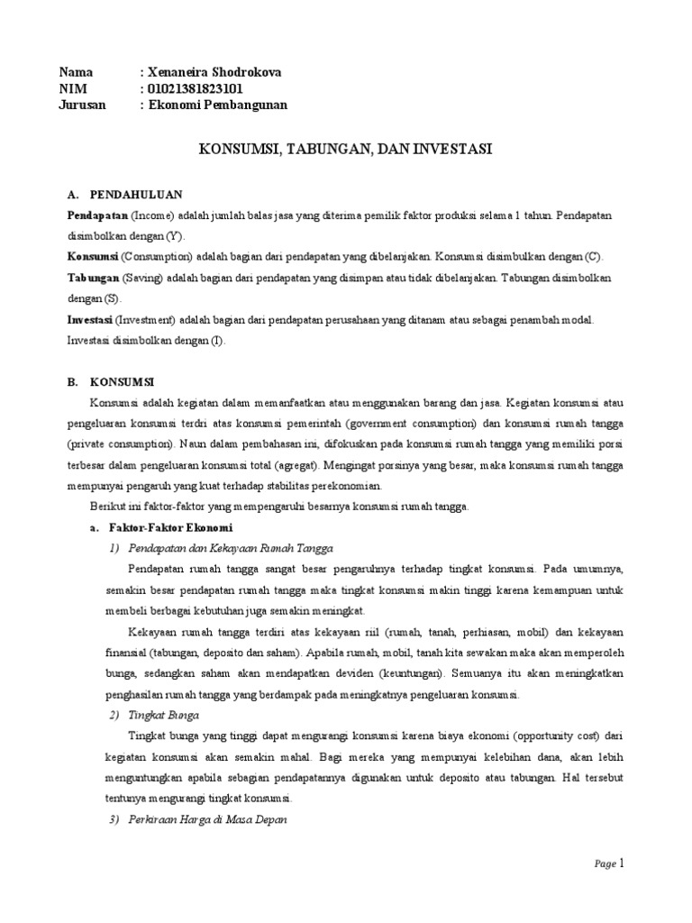Teori Konsumsi Dan Investasi PDF