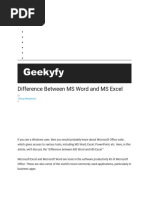 Difference Between MS Word and MS Excel: Home Computer Internet Gadgets Mobile Software