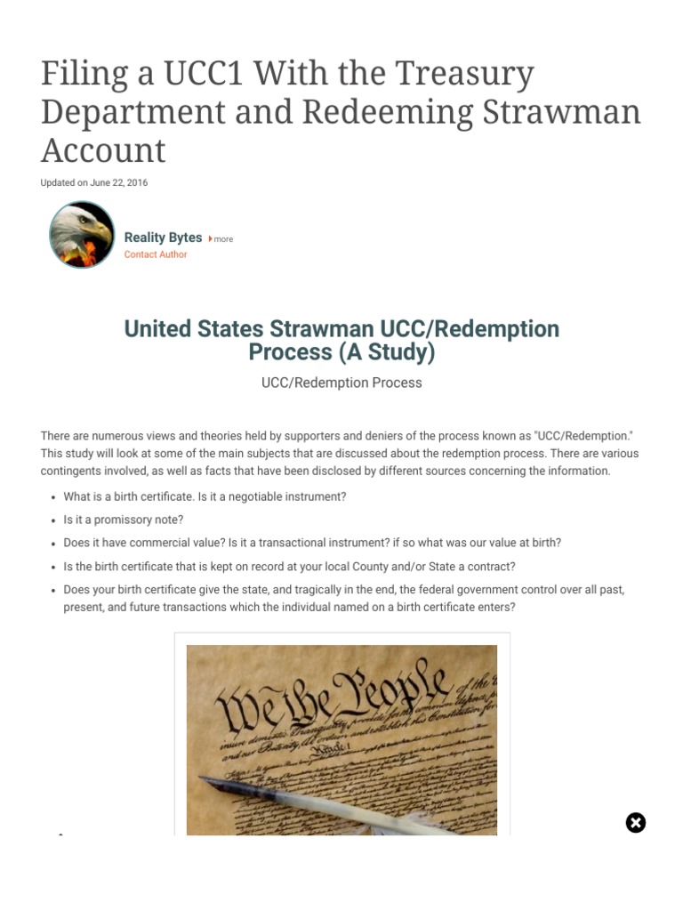 Filing A UCC1 With The Treasury Department and Redeeming Strawman