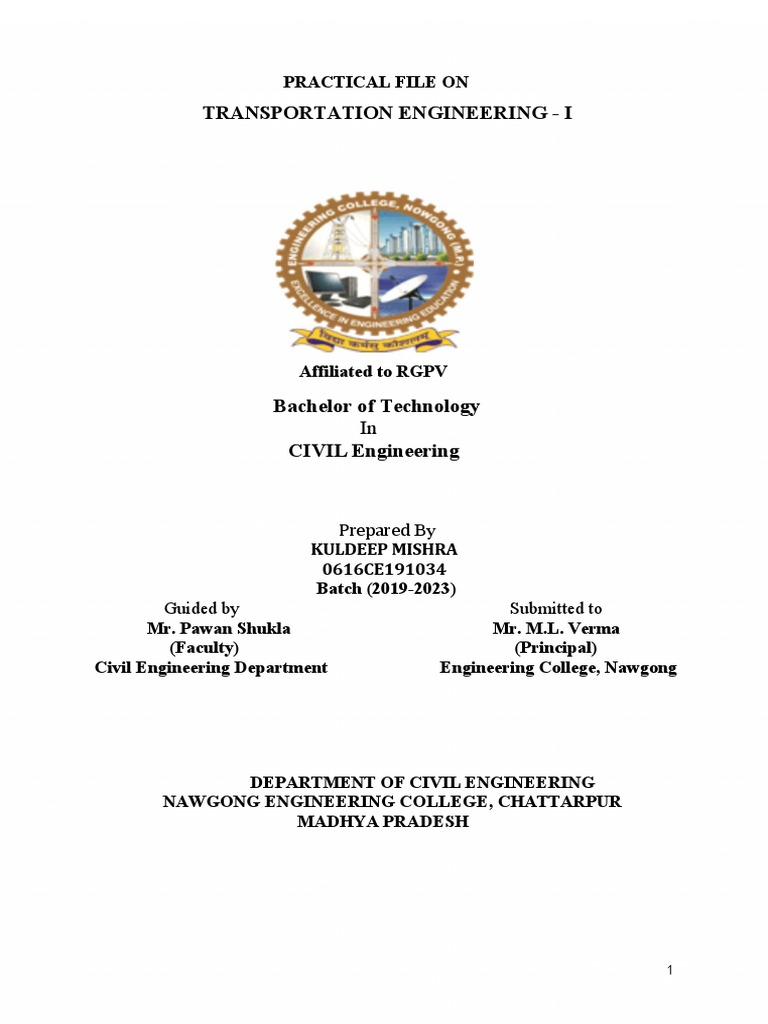 RGPV Transportation Engineering Practical | PDF | Track (Rail Transport ...