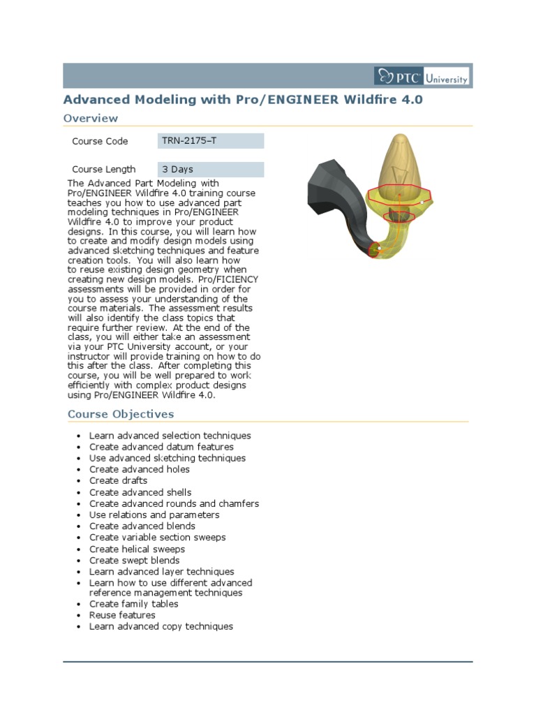 Advanced Pro/ENGINEER Wildfire 4.0 Modeling | PDF | Tangent | Ellipse