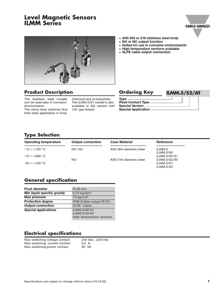 ILMM Series Level Magnetic Sensors | PDF | Electrical Equipment ...
