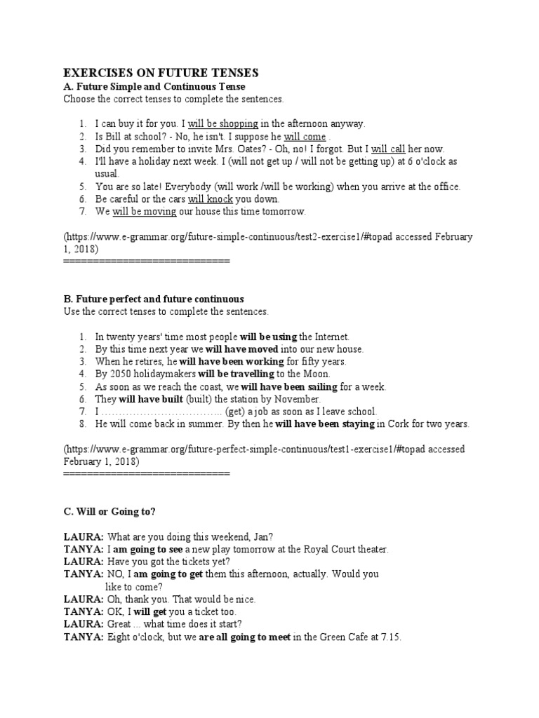 Future Tenses Exercises and Practice | PDF | Linguistic Typology | Syntax