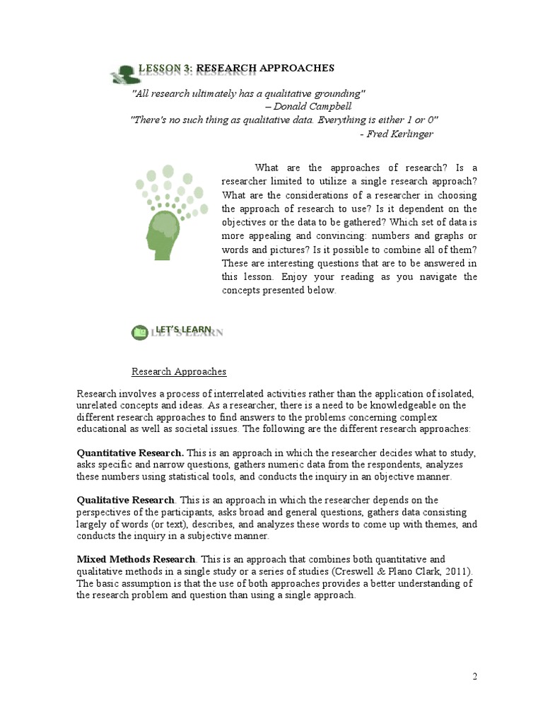 Topic 3 February 24 2021 Research Approaches | PDF | Quantitative ...