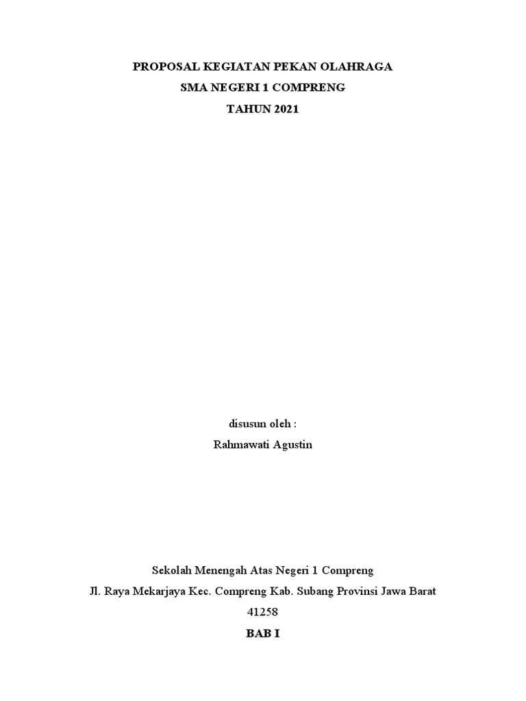 Proposal Kegiatan Pekan Olahraga Pdf