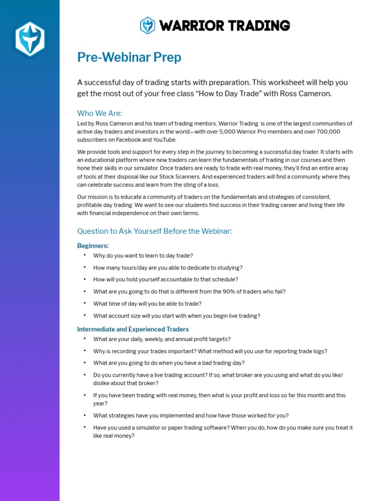 Warrior Trading | PDF | Order (Exchange) | Day Trading