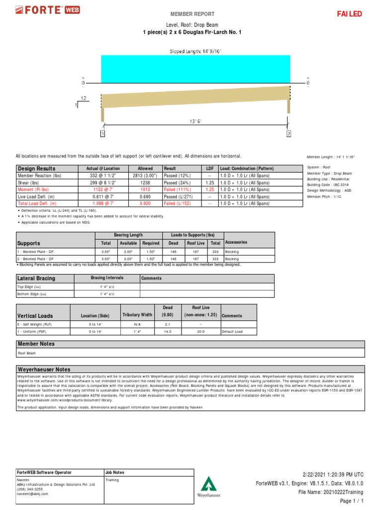Roof Beam Design Results Report | PDF | Beam (Structure) | Civil ...