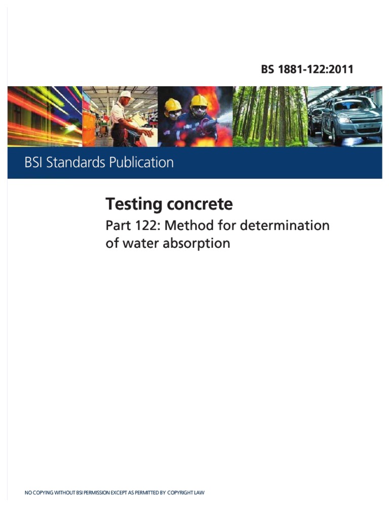 Bs 1881 122 2011 Water Absorption Test For Concrete PDF Weight