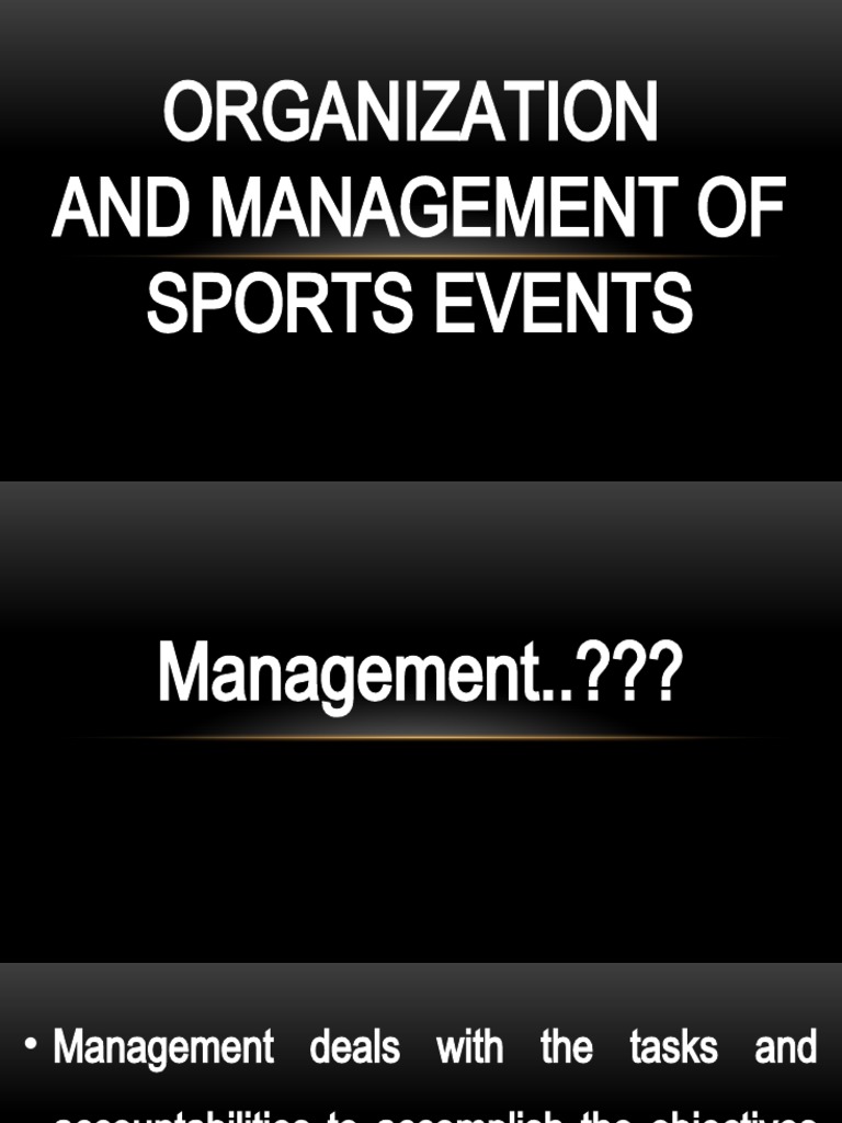 Organization and Management of Sports Events PDF Tournament Goal