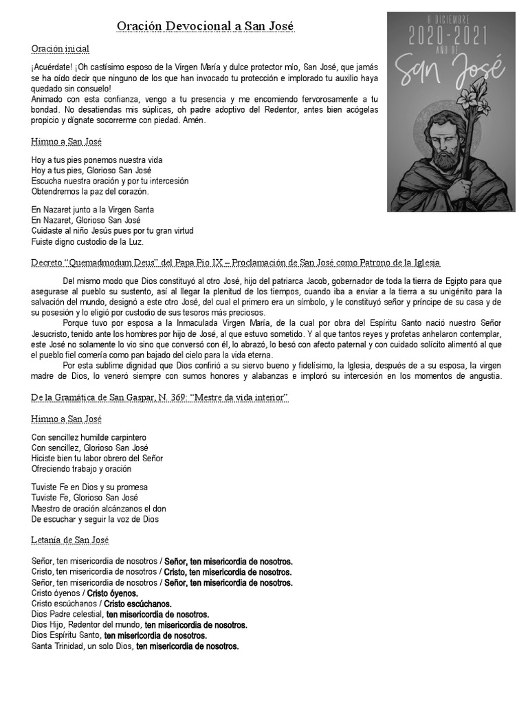 Oración y Devoción a San José | PDF | San José | María, madre de Jesús