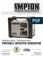 Portable Inverter Generator: 2000 Max Watts / 1700 Rated Watts
