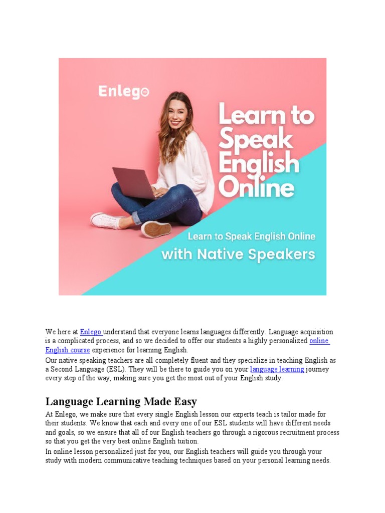 Personalized Online English Courses | PDF | English As A Second Or ...