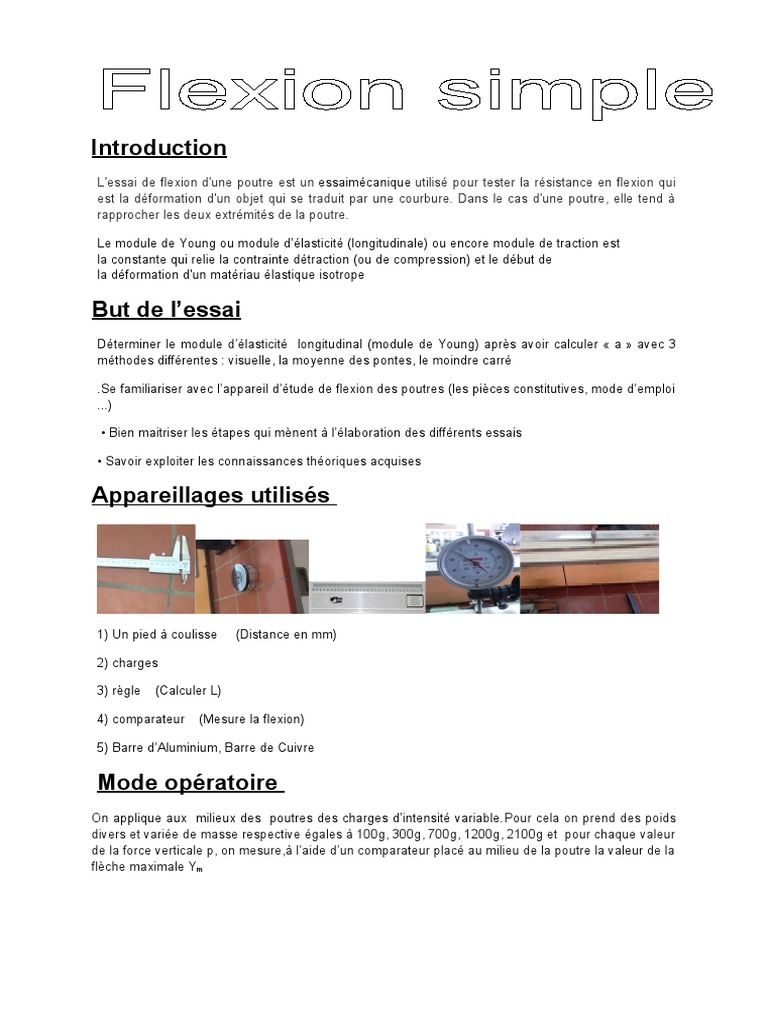 Essai de Flexion des Poutres en RDM | PDF | Flexion (matériau ...