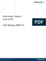 Examiners' Report June 2016 GCE Biology 8BN0 01