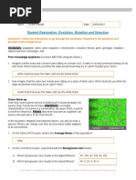 Student Exploration: Evolution: Mutation and Selection