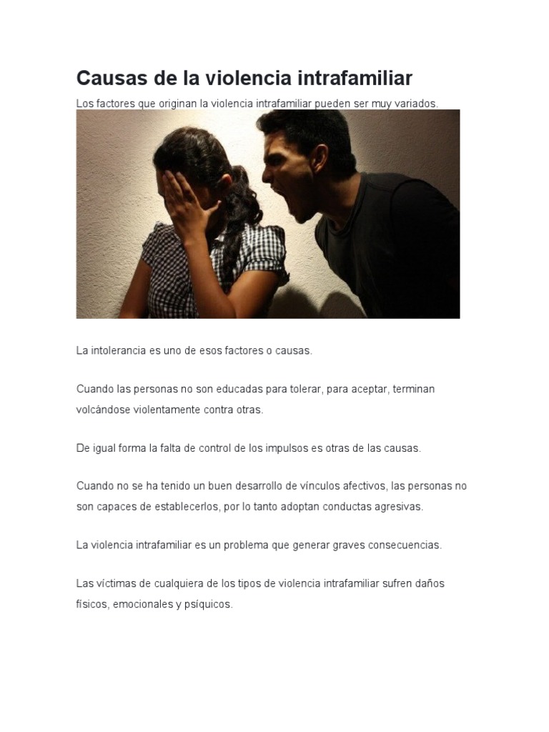Causas de la violencia intrafamiliar | PDF