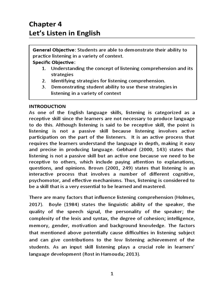 Chapter 4 Listening Pdf Reading Comprehension Question