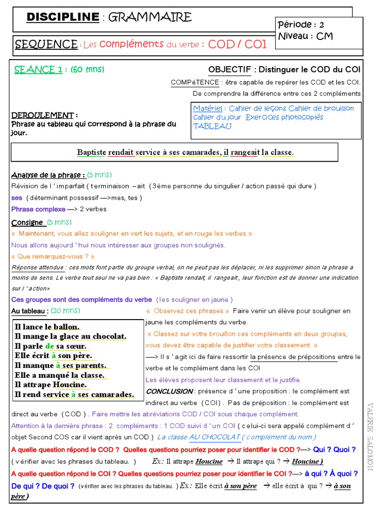 Distinguer COD et COI en grammaire | PDF | Complément d'objet | Verbe